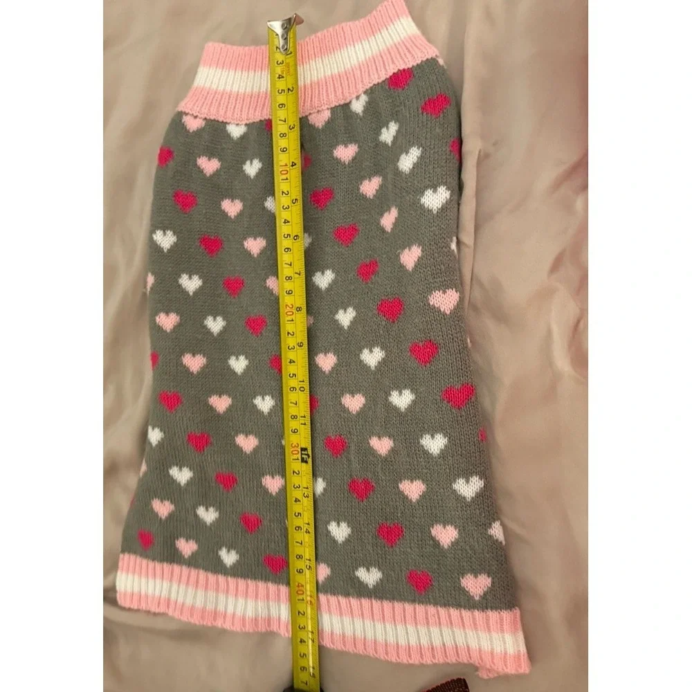 Dog Sweater  HEARTS  Pink  Dog Pet Medium Pretty In Pink Acrylic